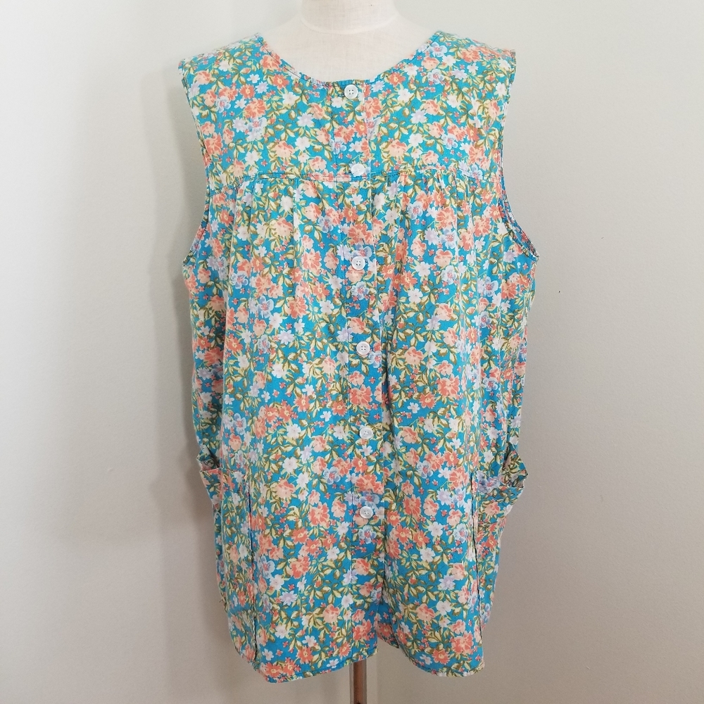 Vermont Country Store Sleeveless Buttondown Tank Top Size 2X